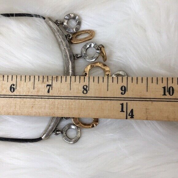 Chico’s Necklace Funky Geometric Mixed Metal Hammered Articulated Statement - Picture 8 of 9